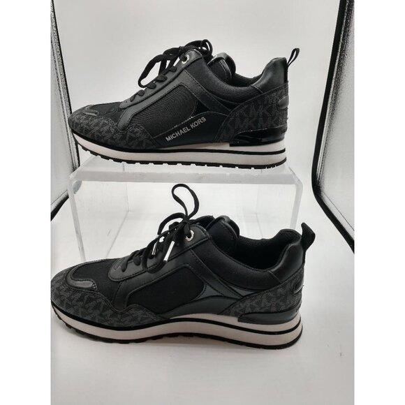 Michael Kors Black Monogram Lace-Up Sneakers Size 8M - Picture 10 of 11